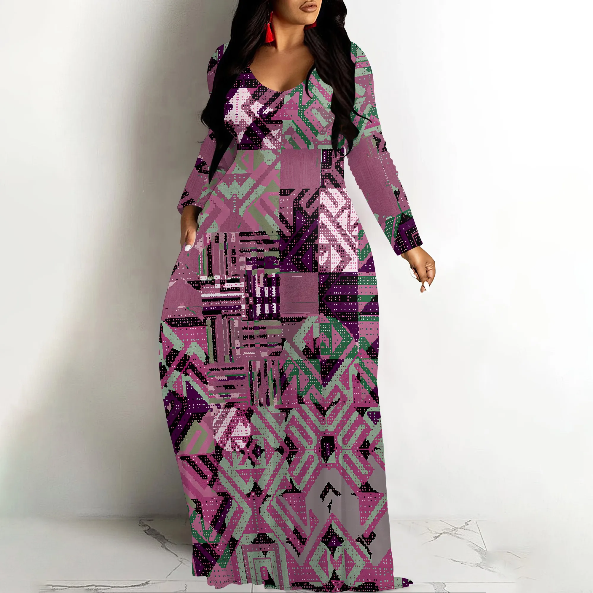 

Women's Paisley Floral Maxi Dress Long Sleeve Flowy Multi Bohemian