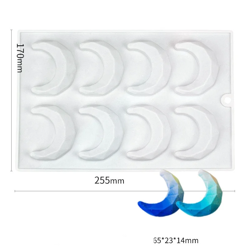 3D Moon Shape Silicone Cake Mold Large Moon Crescent Mousse Mould Eid Mubarak Party Decoration Supplies Crescent Cake DIY Mould