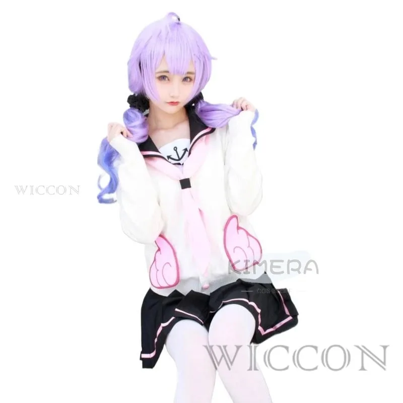 

a7d@Game Azur Lane Unicorn Cosplay Costume HMS Knitwear Coat Japanese JK Uniform Skirt Wig Woman Sexy Kawaii Halloween Suita7d@