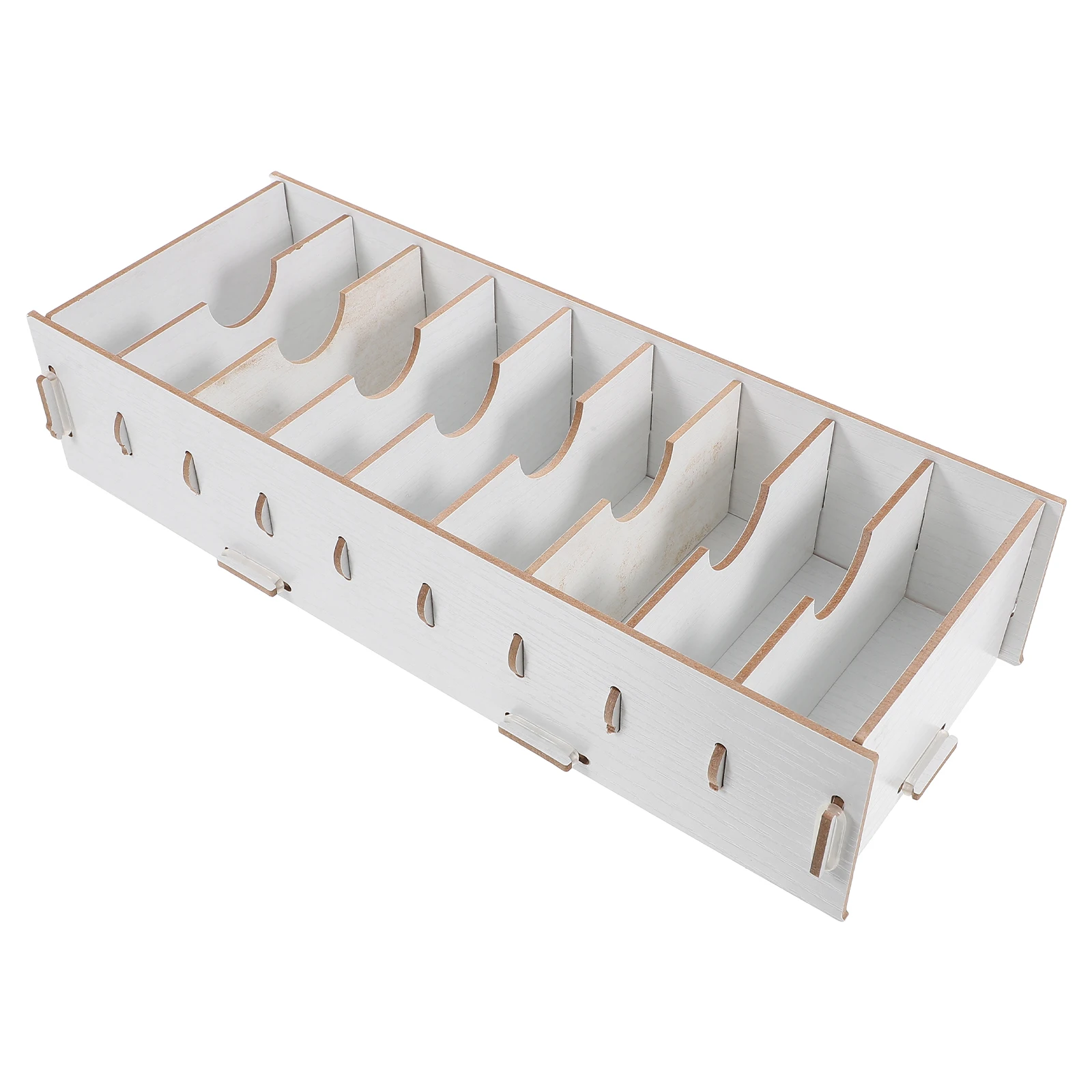 

Wooden Business Card Holder Desk Organizer Cards Display Stand Large Capacity Material White Finish Storage Solution