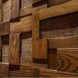 Mosaic Decorative Panels Rattan Weaving & aSH Wood, Log Retro style Living room,Hotel,The hotel lobby,Chess & card room, Library