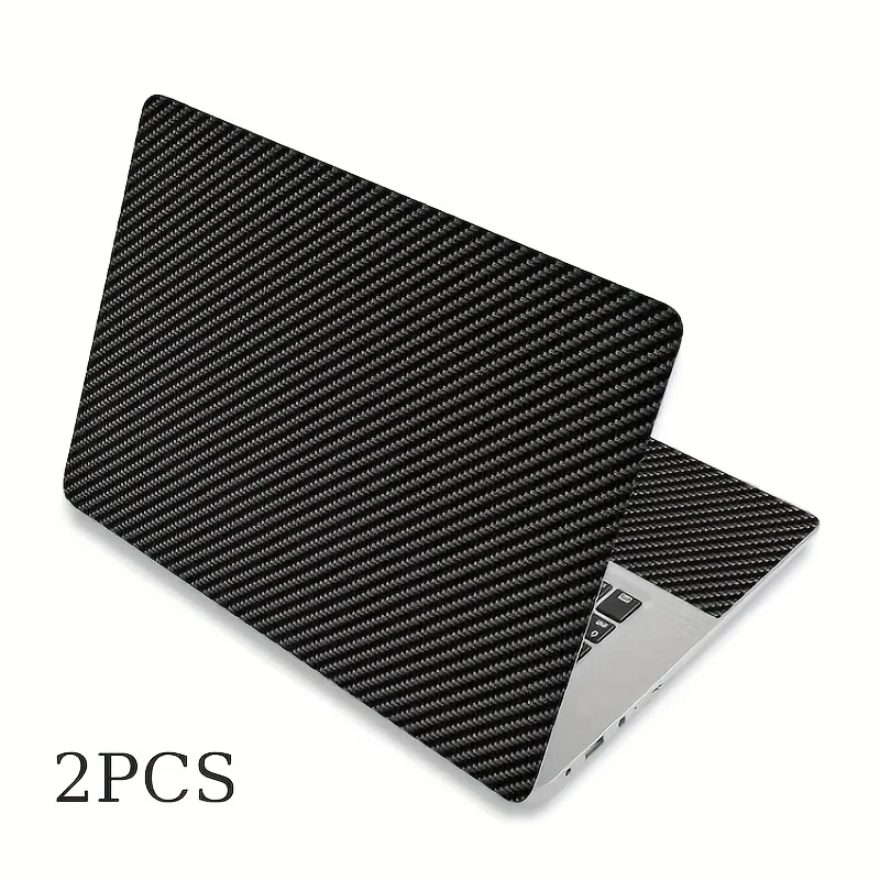 HUADO 2-Piece Set 12.1 13 13.3 14 15 15.4 15.6 Carbon Fiber Laptop Sticker Universal Net Sticker Reusable Laptop Case (Black)