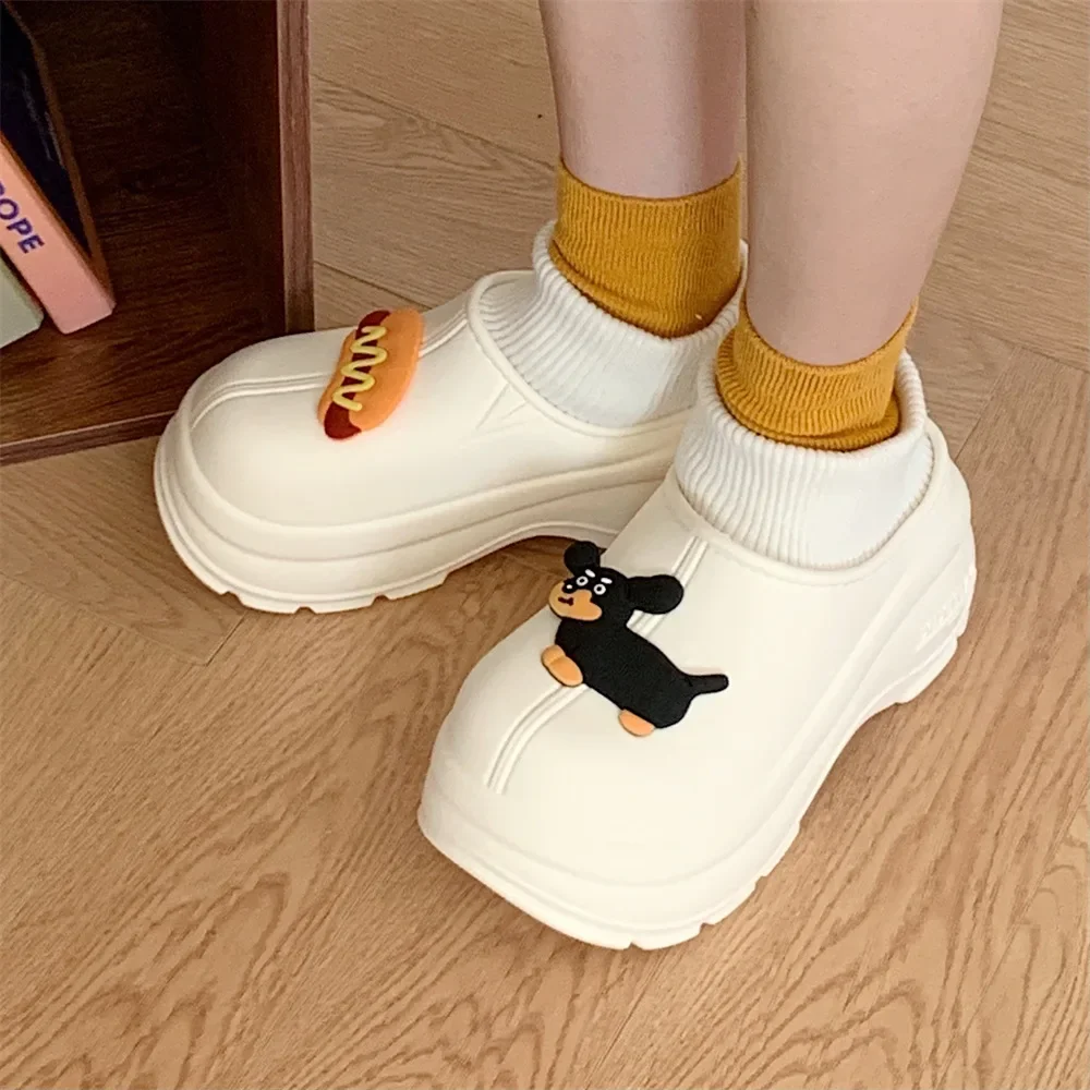 Fall and winter waterproof fashion snow boots female cute cartoon puppy thick bottom heightened padded warm cotton boots