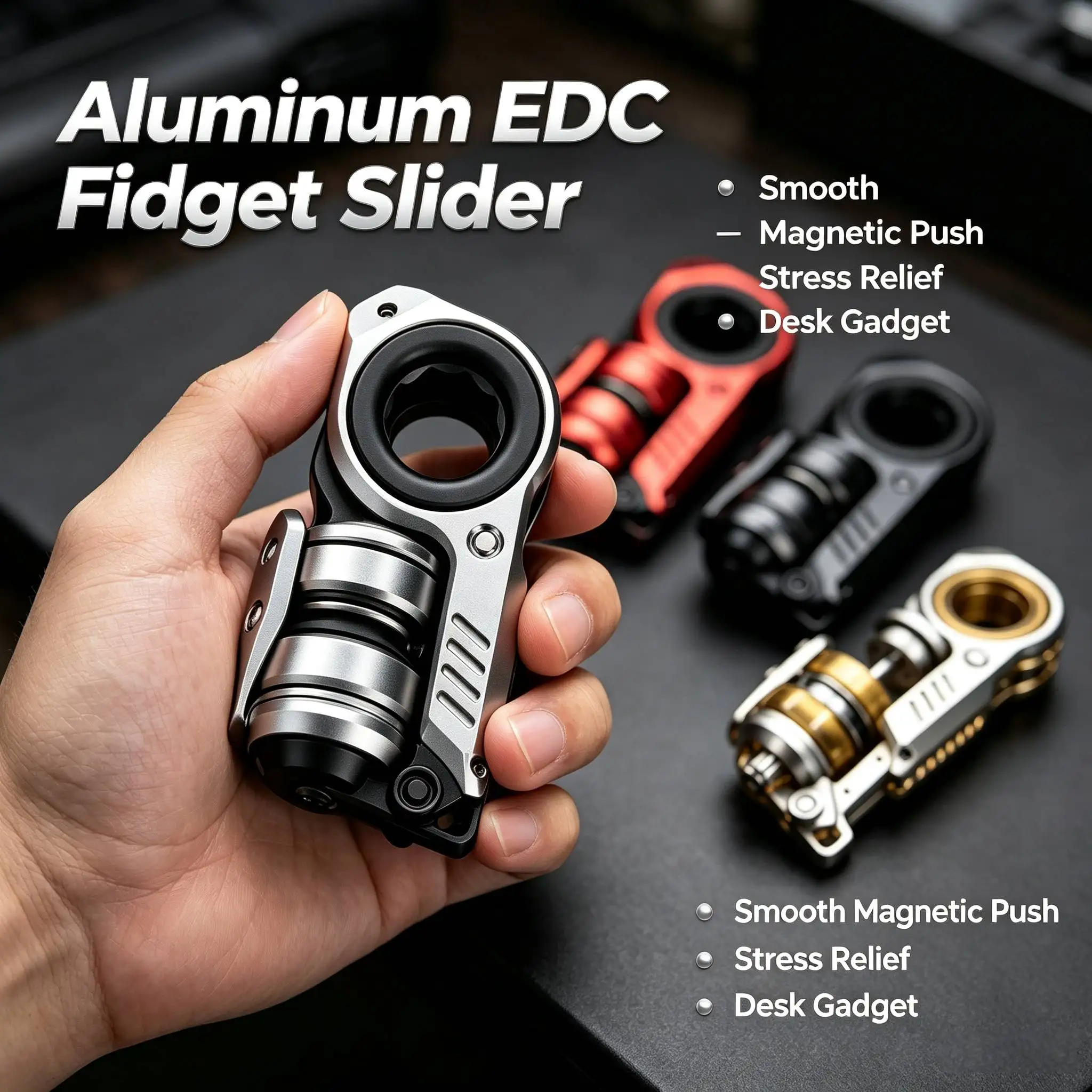 EDC Fidget Sliders Aluminum Multi-Functional Toys Tuning Fork Magnetic Push Egg Magnetic Fidget Toy for Stress Relief