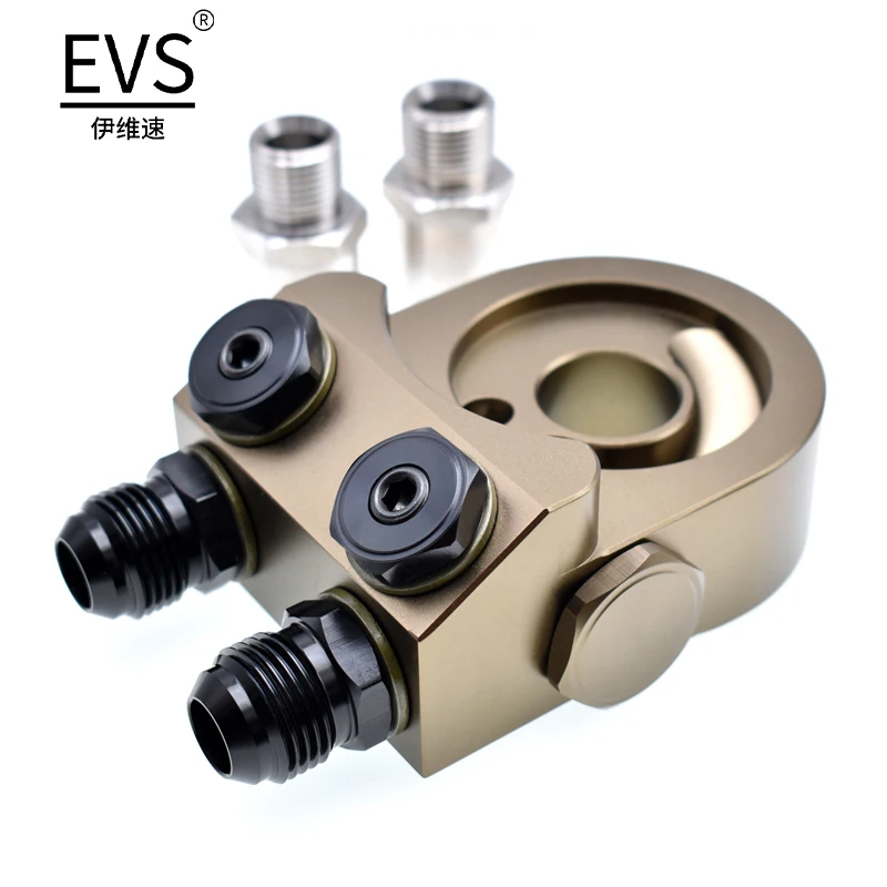 Engine Radiator Adapter Oil Cooler Filter Thermostat Sandwich Plate Elevation Angle 45° AN8 AN10 Aluminum Alloy CNC