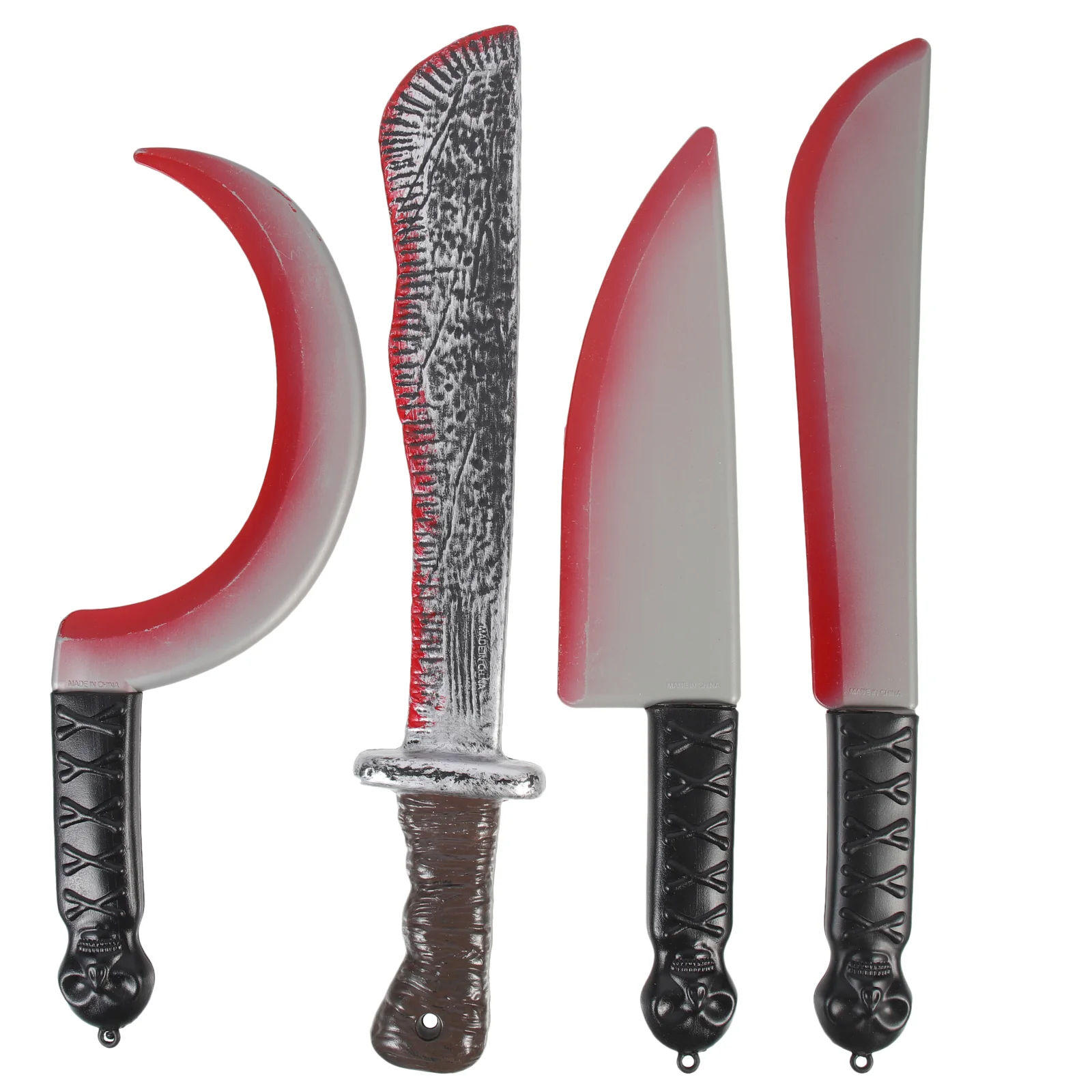 4 Pcs Blood Knife Props Halloween Horror Fake Toy Screaming Decorations Costume Knives Scary Party Supplies Apparel