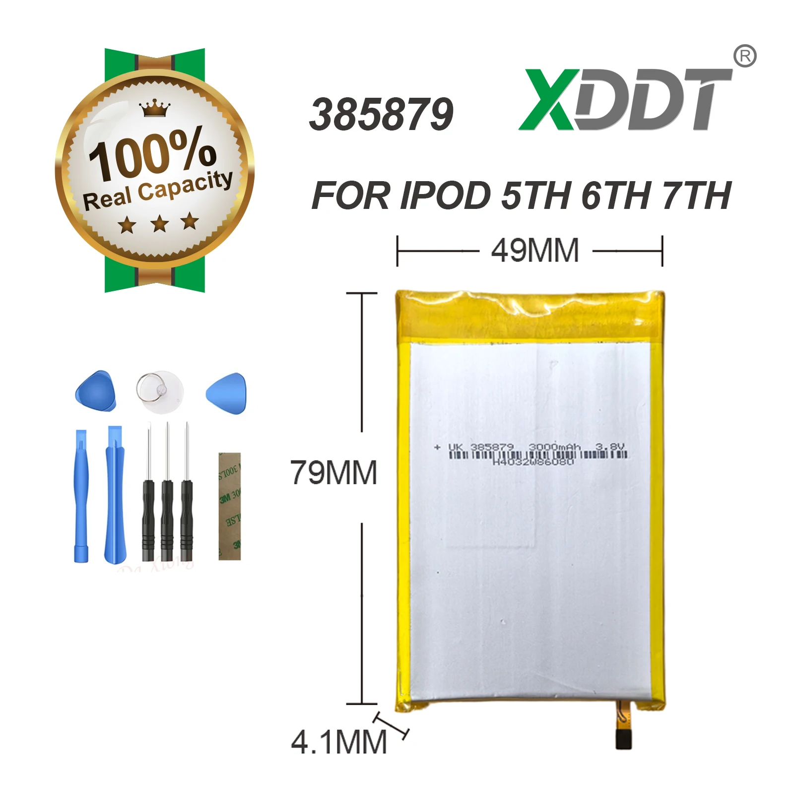 Batería de actualización XDDT de 3000mAh SSD HD para iPod de 5.ª generación (30GB), iPod Classic de 6.ª generación (80GB, 120GB), y iPod de 7.ª generación (160GB)