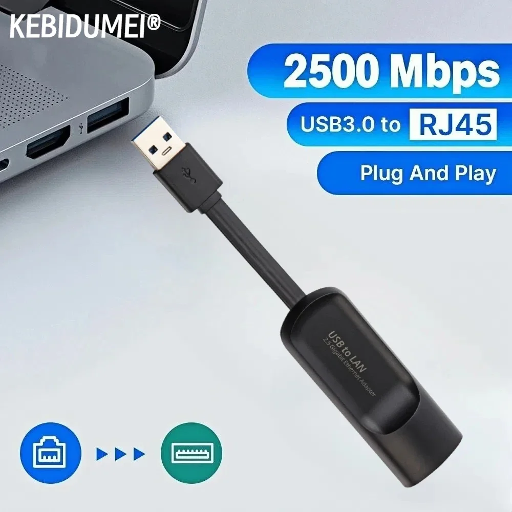 

Ethernet-адаптер 2500 Мбит/с 2,5G USB 3.0 типа C к сетевой карте RJ45 Проводной Ethernet-гигабитный адаптер Lan Card Hub для MacBook iPad
