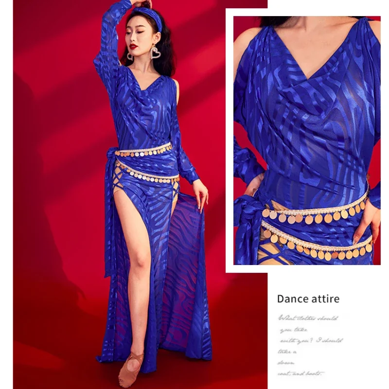 

Autumn and Winter Folk Robe Dance Clothing Baladi Training Clothes Shaabi 3-piece Set Costume Belly Dance Clothing
