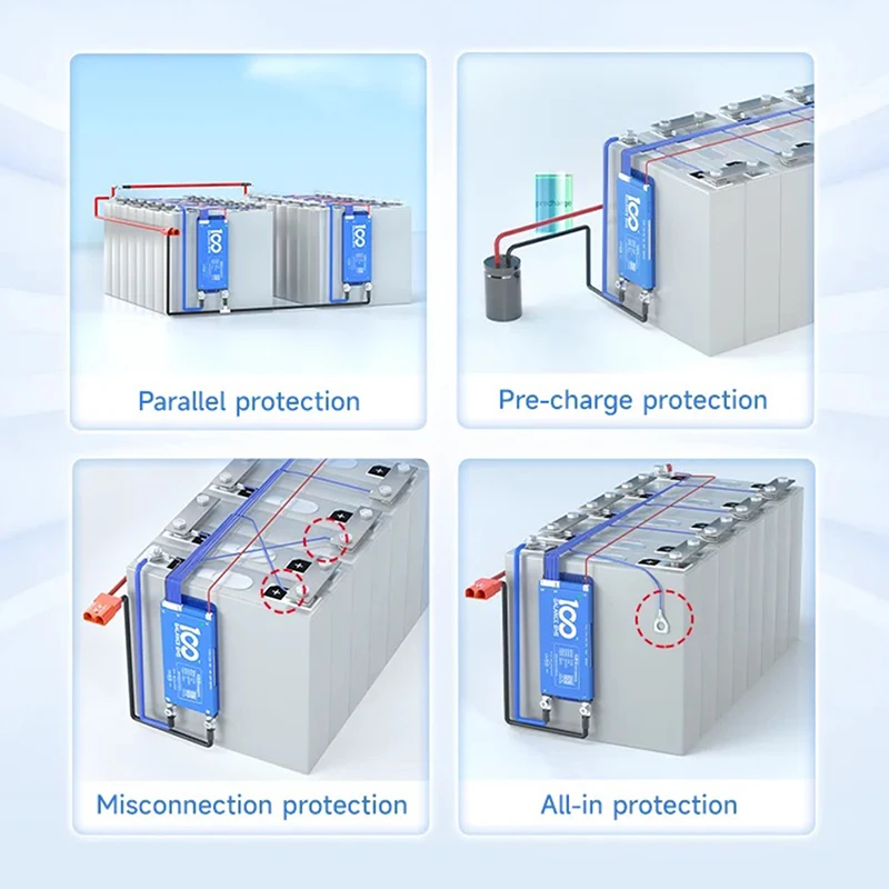 100Balance Active Balance Smart BMS BT 4S-8S Adaptive 40A 60A 80A 100A 12V 24V LiFePo4 Li-ion Lithium Battery Protection Board