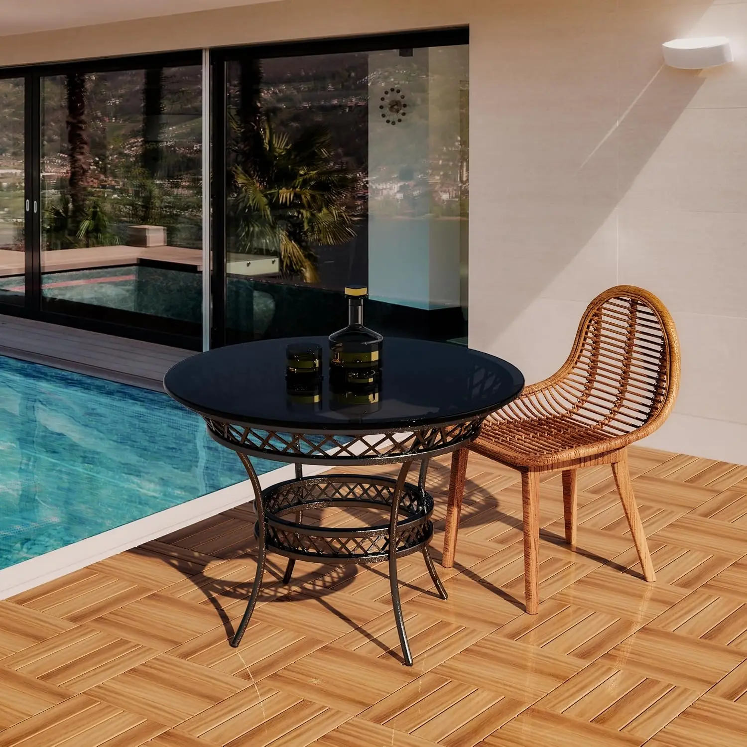 54Pcs Interlocking Deck Tiles, 12x12in Acacia Wood Flooring for Patio, Customized