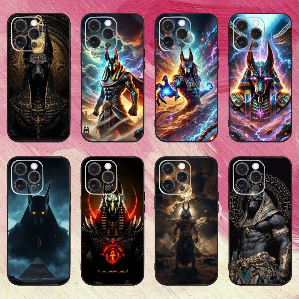

Anubis Egyptian God Phone Case For iPhone17,16,15,14,13,12,11 Plus,Pro Max Soft Black Cover