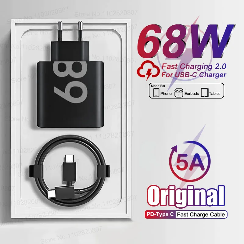 PD 68W For Motorola Charger USB C Type-C Fast Charge For Samsung iPhone Google OnePlus Adapter Fast Charging Phone Accessories
