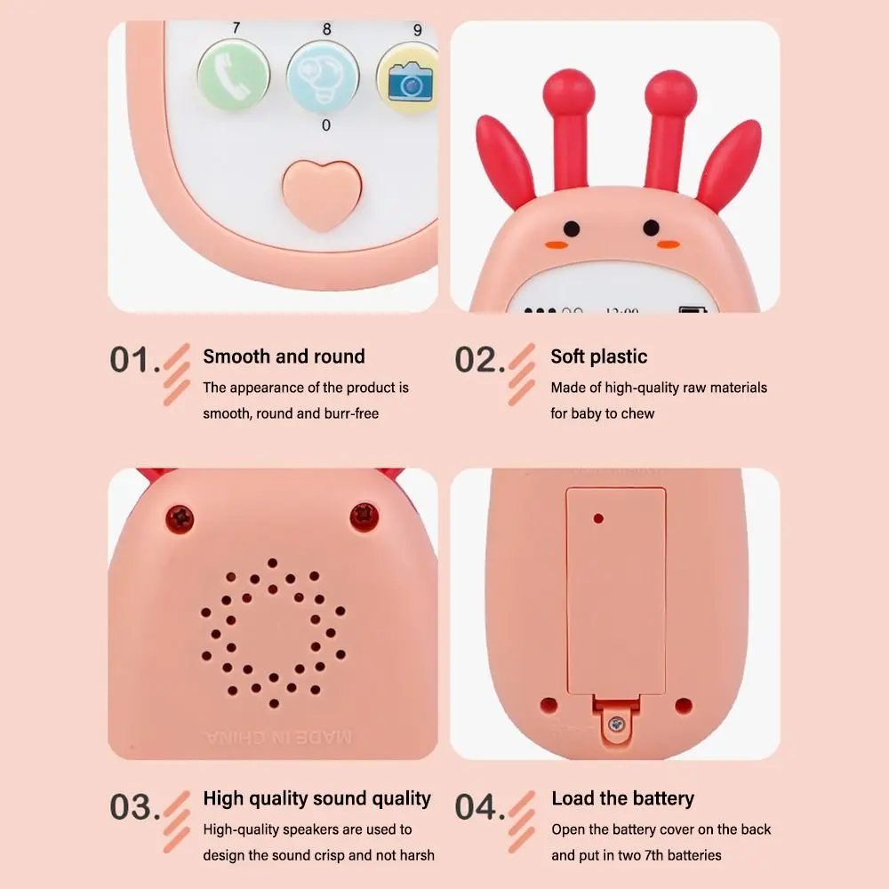 Cartoon Music Sound Baby Phone Toy with Teether Deer/Giraffe Style Telephone Sleeping Toys Early Educational Toy Gifts