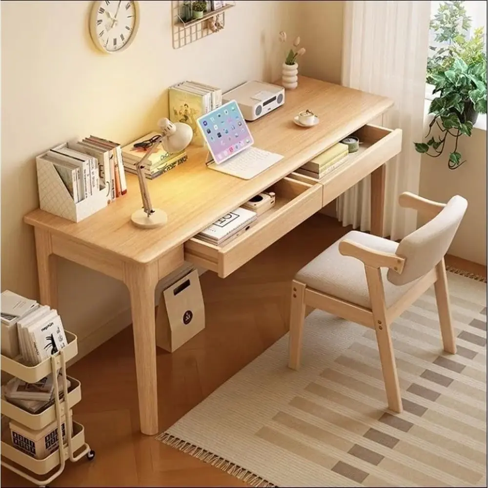 

Natural Wooden Executive Desk and Chair Set, 120CM Wide