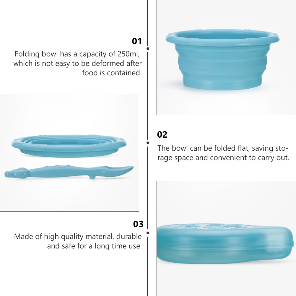 

1Set 250Ml Silicone Folding Bowl for Baby Feeding Portable Toddler Food Bowl Dishwasher Safe Easy Clean Fold Flat Storage