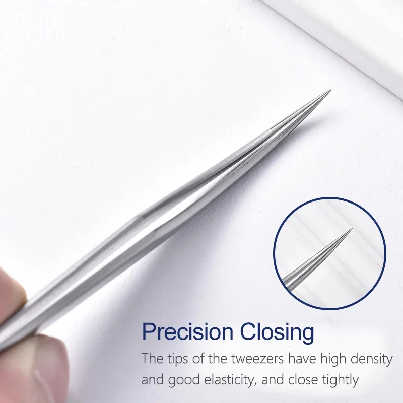 1Pcs Stainless Steel Lash Tweezers Professional Eyelash Extensions Tweezer Makeup Tools Silver Sticker Eyelash Volume Tweezers