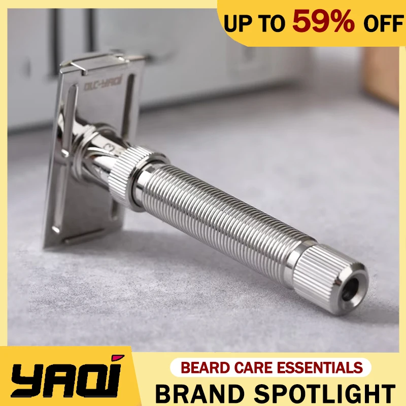 Maquinilla de afeitar de seguridad ajustable para hombre Yaqi Ultima de acero inoxidable con mango de 77mm de longitud, maquinilla de afeitar ligera y ergonómica para hombre