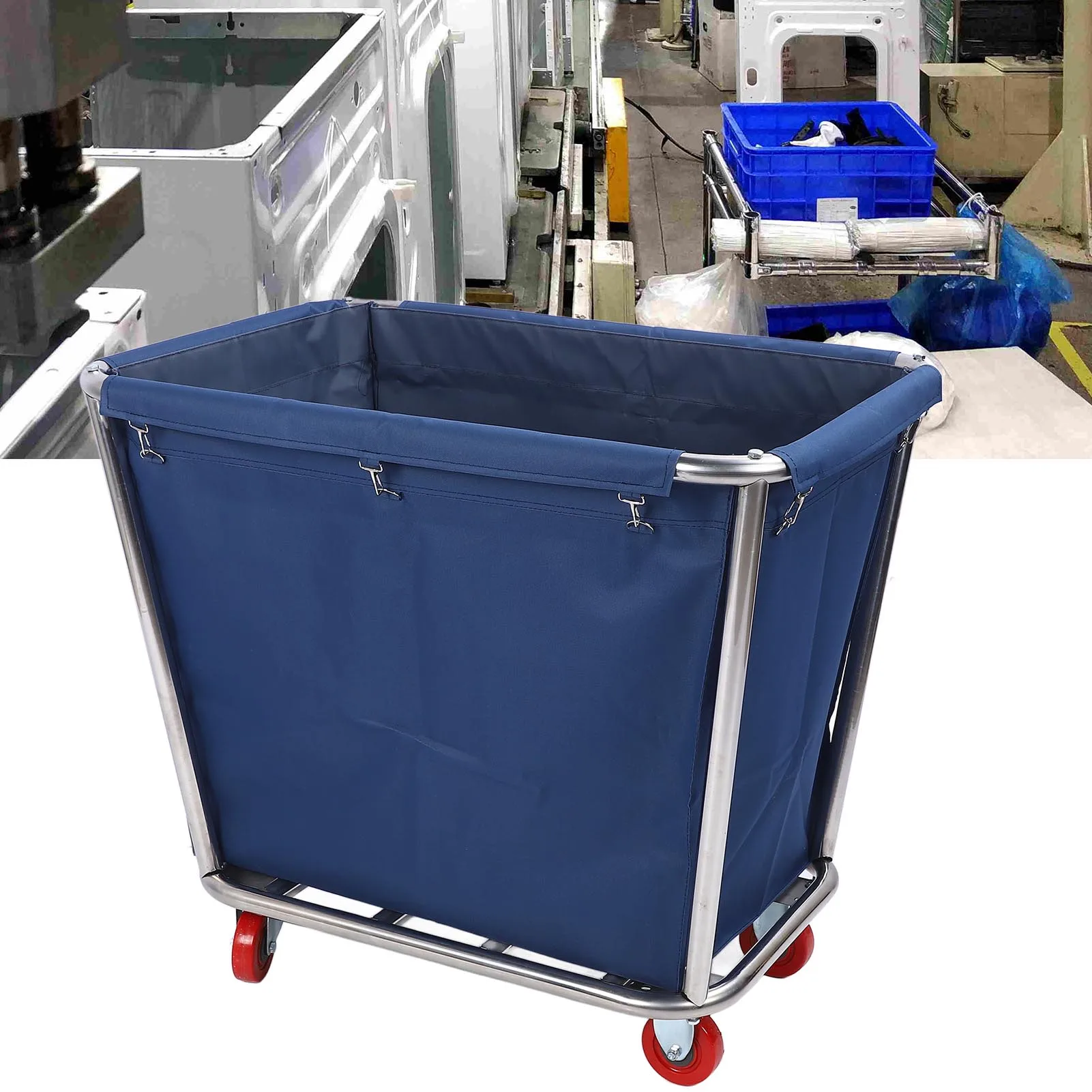 

350L Rolling Laundry Basket Laundry Hamper Commercial Laundry Car Heavy Duty Stainless Steel Basket Industrial Rolling Hamper