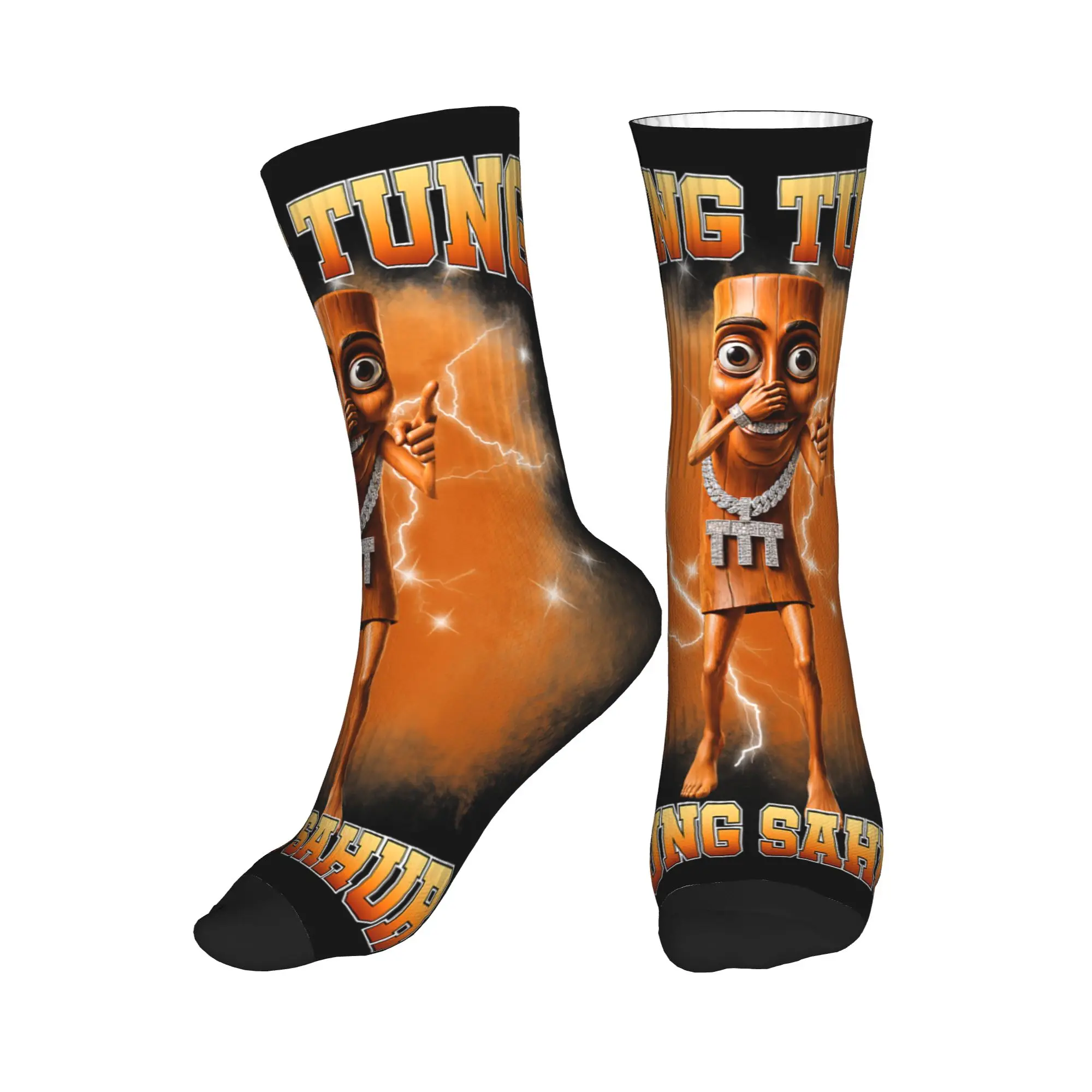 Couple Socks Funny Tung Tung Tung Sahur is Calling Meme Scuba Dance Meme Stockings Socks Winter Leisure Pattern Skateboard Socks
