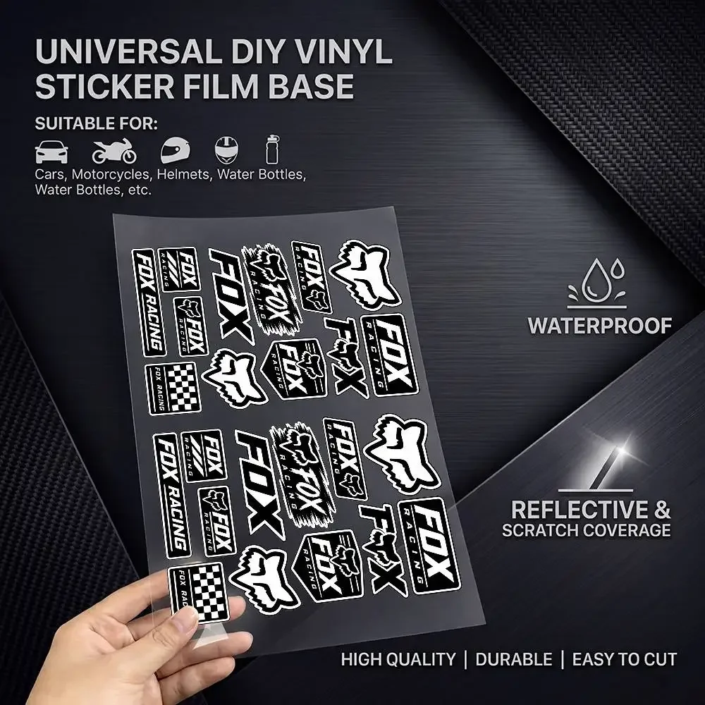 Foxing RA-C-ing High Visibility Reflective Waterproof Decal Scratch Hide Sticker Fit Car Motorcycle Helmet Refrigerator
