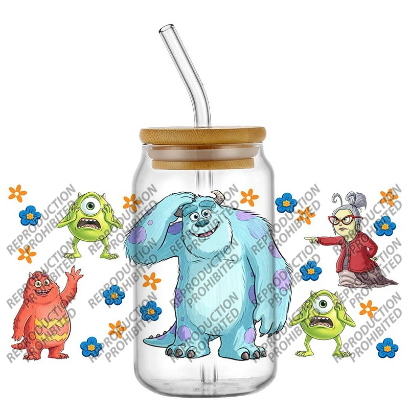 

New Design Monsters Disney Waterproof DIY Decals 3D Transfers Stickers 16oz UV DTF for Glasses cup Wraps