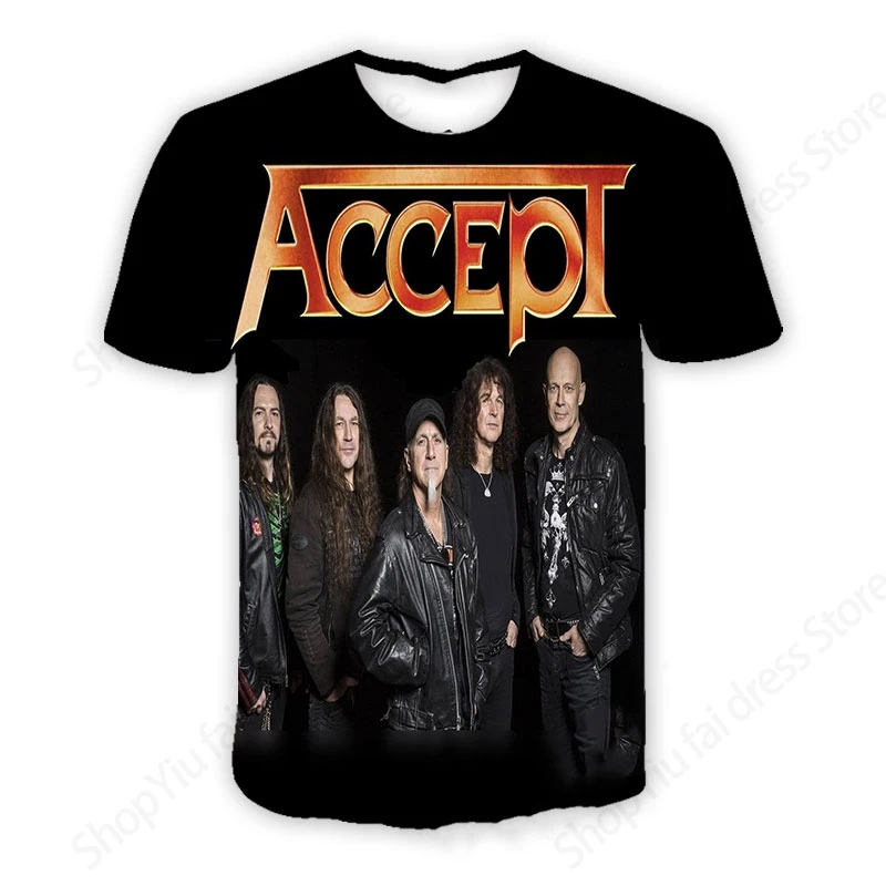 روك باند قبول ثلاثية الأبعاد قميص مطبوع الرجال النساء تي شيرت الهيب هوب بلايز تيز الاطفال تي شيرت الرجال جديد الثقيلة المعادن قمة الموسيقى الراب الملابس #4