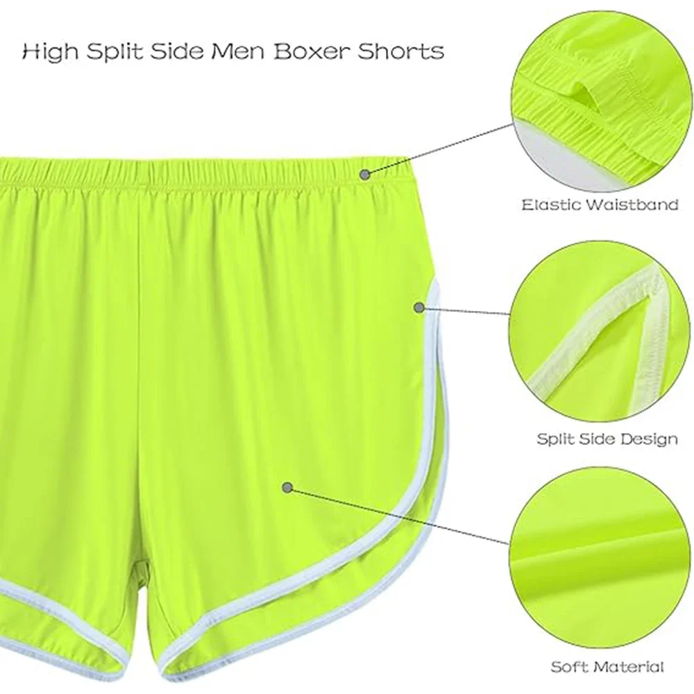 Jinshi Men's Boxer Shorts Loose Split Side Sexy Breathable Underwear Shorts Mens Boxer Briefs US M-3XL