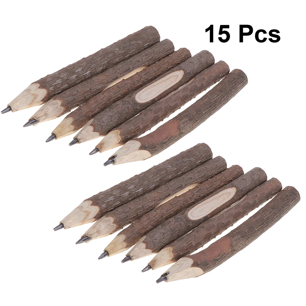 Imagem -02 - Lápis Twig Rústico de Madeira para Crianças Lápis Retro Bark Presentes Ideal para Crianças Redação e Esboço de Periódicos 15 Pcs