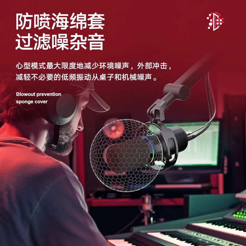 WM8 dynamic microphone XLR with 48V sound card recording dubbing singing device USB computer Game LIVE microphone