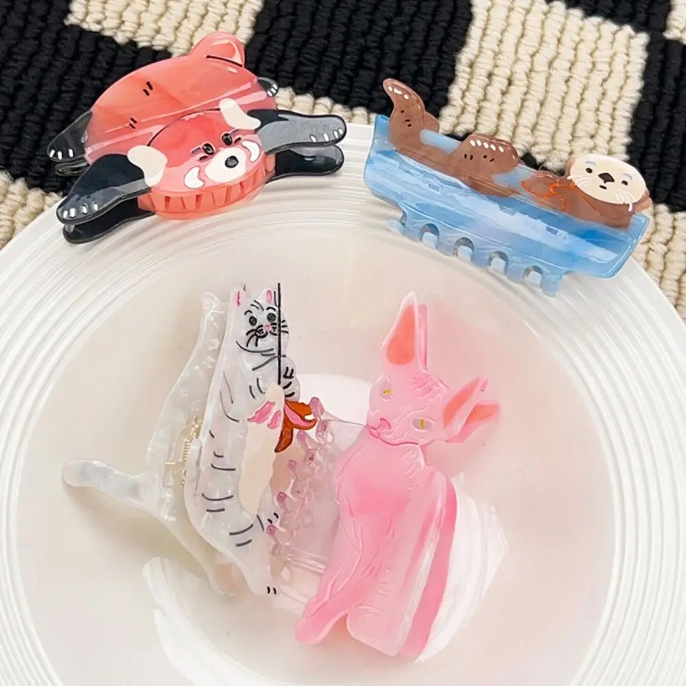الأزياء الكورية نمط الكرتون الحيوان مشبك شعر الحلو الإبداعية لطيف القط السلطعون كليب Kawaii ليتل الراكون الصغيرة القرش كليب الإناث