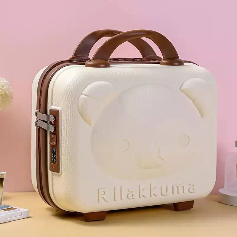 14-Inch PP Handheld Luggage Box 3D Cartoon Bear Makeup Case Multi-Functional  Makeup Storage Bag Souvenir Shoulder Bag