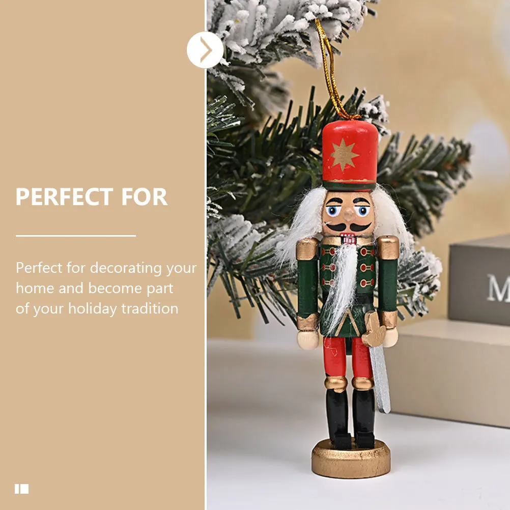 

6pcs Christmas Nutcracker Pendants Wooden Hanging Decor Xmas Tree Ornaments Home Party Supplies Walnut Soldier Figurines Bright