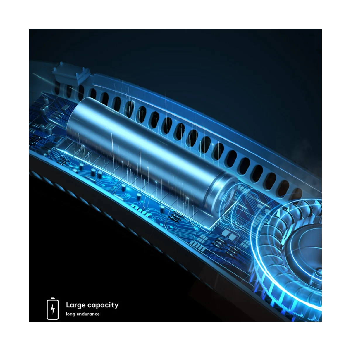 ポータブルネックレスファン,USB充電式,4000mah,半導体,静か,夏用,青