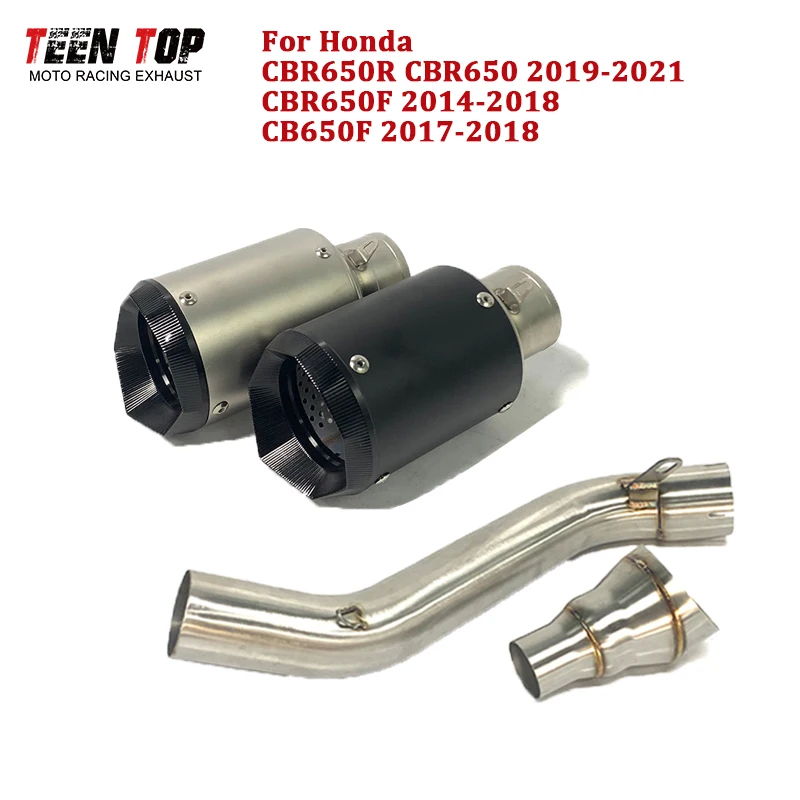 

51mm Exhaust System For Honda CBR650R CB650R Slip-on Exhaust CBR650F Middle Link Pipe CB650F Exhaust Muffler 180mm Racing Elbow