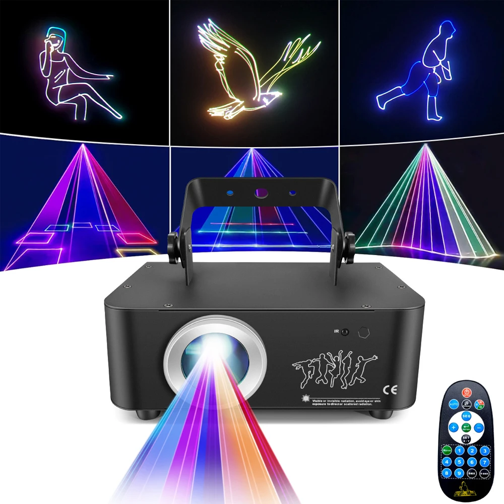 RGB Animation Laser Light DMX 550MW Beam Scanner Laser Light Projector 3D Lazer Light for DJ Disco Bar Club Party Wedding Shows