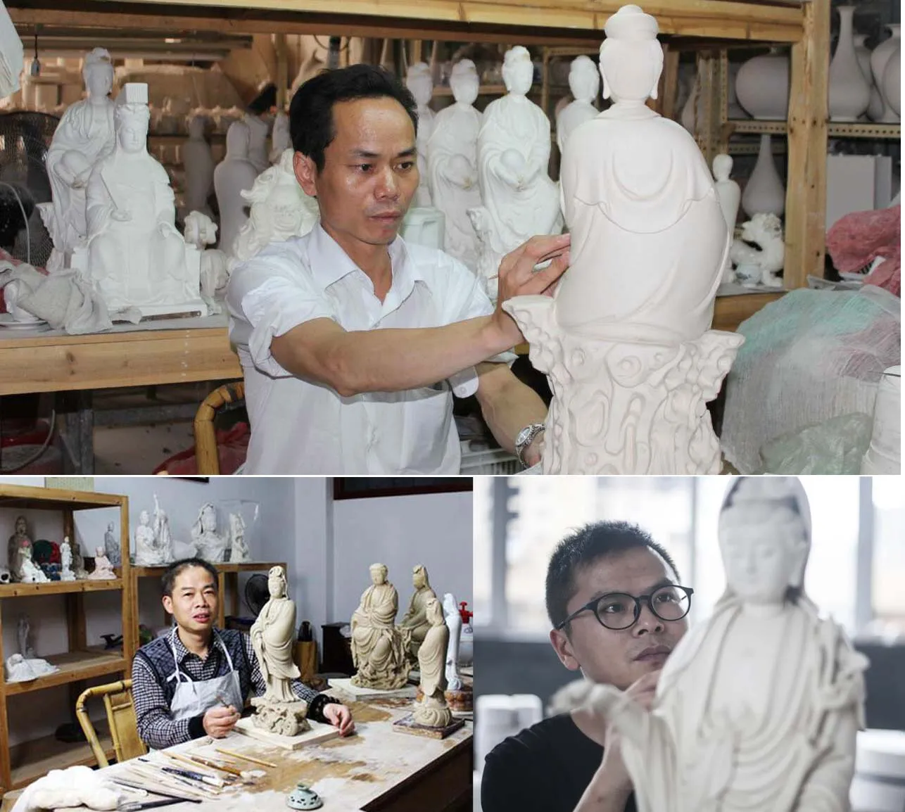 TOP High grade jade Porcelain Godness Buddha statue Asia HOME protection Shrine Worship Guan yin PU SA Avalokitesvara statue