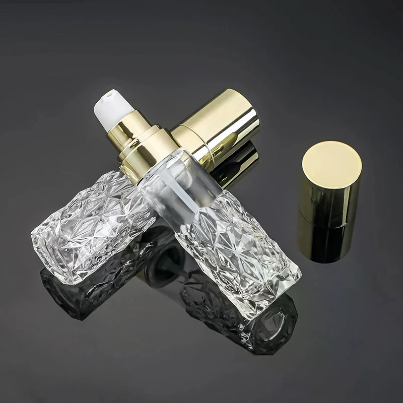 1pcs 50ml Press Pump Empty Refillable Glass Bottles Leakproof Cosmetic Containers For Serums Lotions Skincare Durable