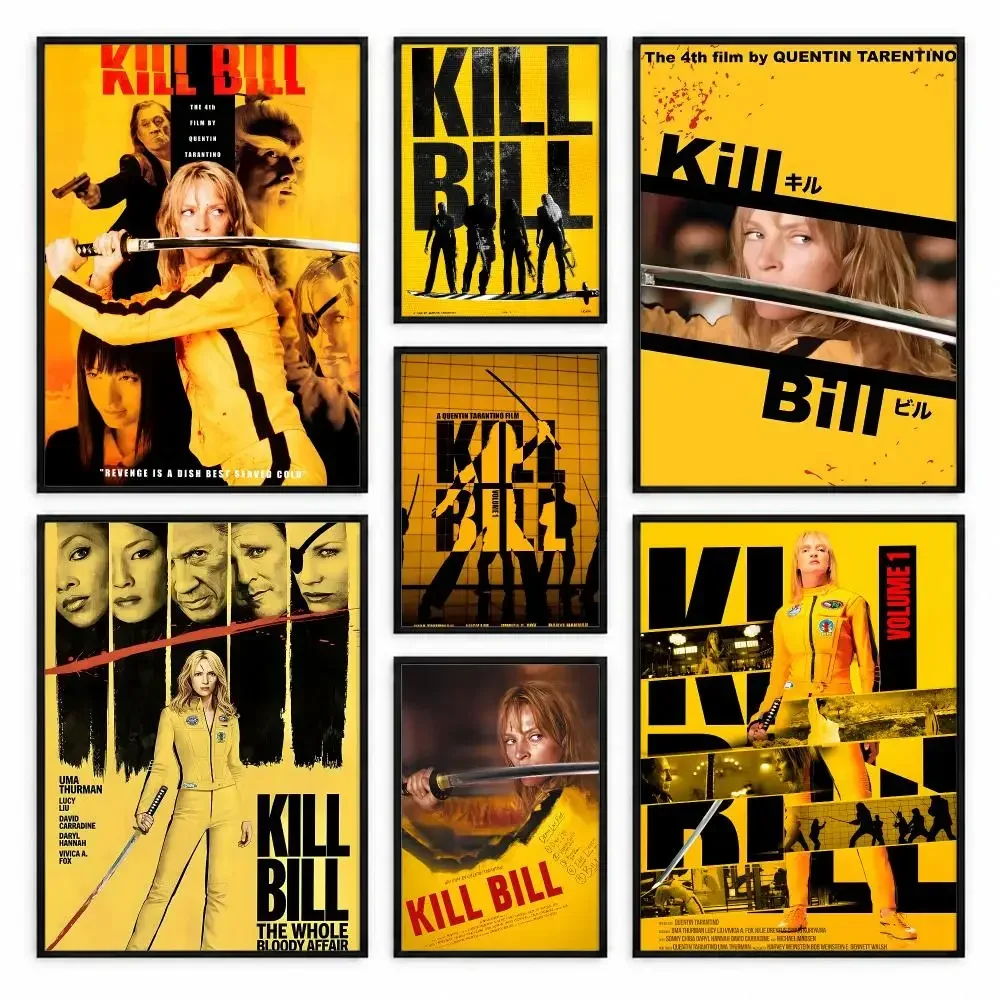 pelicula clasica Kill Bill Poster Self-adhesive Waterproof Paper Sticker Coffee House Bar Room Wall Decor