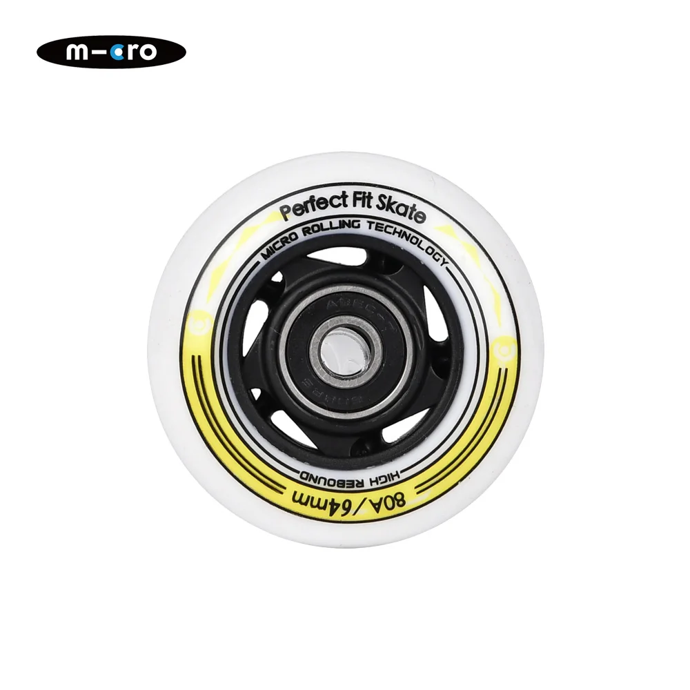 MICRO skates 62/64/68/70/72mm Round Profile 80A Polyurethane Inline Skate Wheel 1pc With Printing +2* Bearings+ 1* Hub