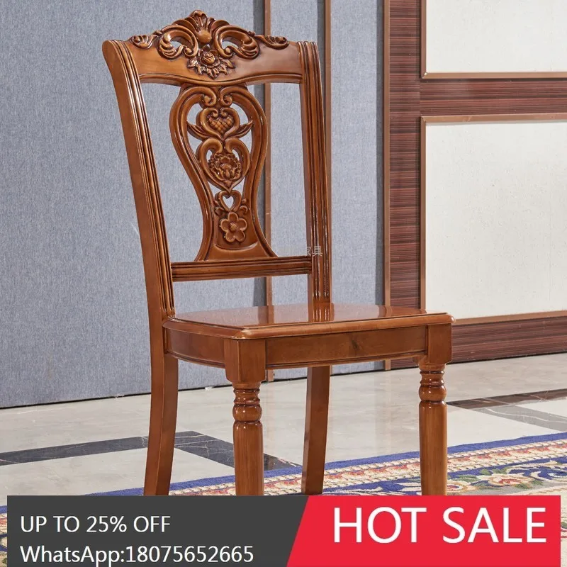 

MJY European Style Solid Wood Dining Chair Wooden Cushion Restaurant Hotel American Modern Wooden Chair