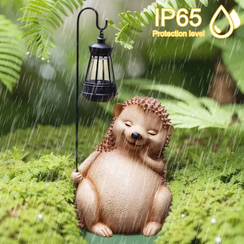 Komik Reçine Hayvan Heykeli Güneş Enerjili Dış Mekan Aydınlatması ile Dış Mekan Çim Dekoru Kirpi Heykeli Sevgi Dolu Kedi Eşsiz Yeni Eve Taşınma Hediyesi