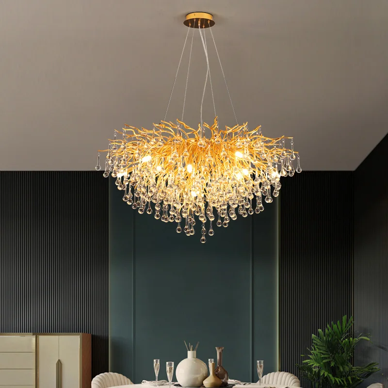 

LED Modern Luxury Living Room Crystal Chandelier Gold American Restaurant Bedroom Chandelier Hall Home Decoration Chandelier