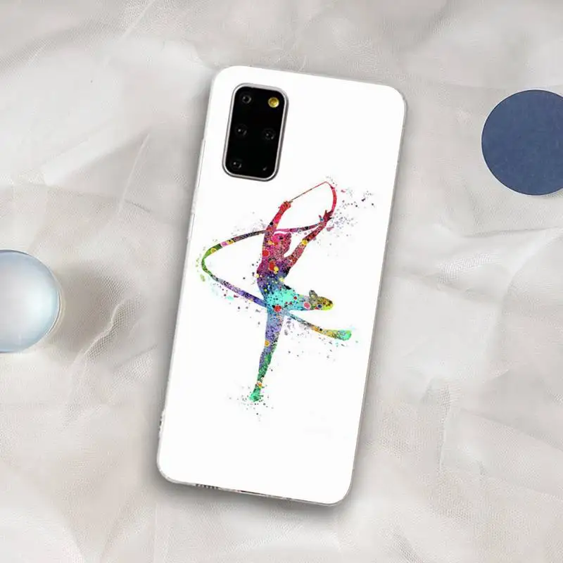 TOPLBPCS Gymnastics Water Color Phone Case for Samsung S21 A10 for Redmi Note 7 9 for Huawei P30Pro Honor 8X 10i cover