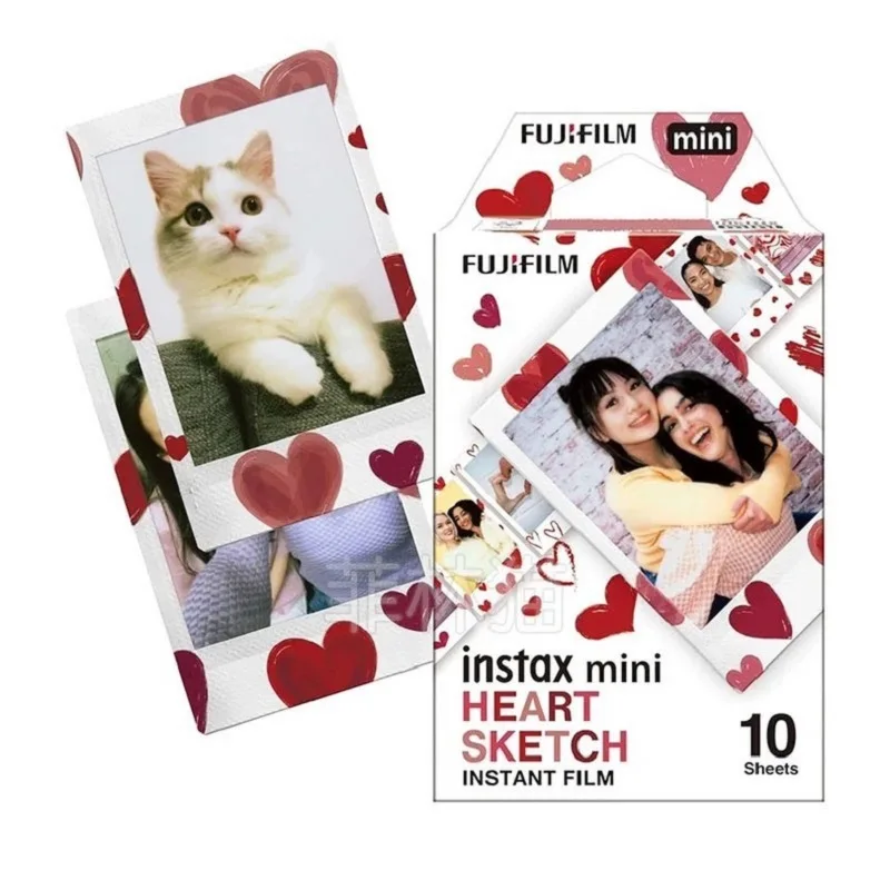 Fujifilm Instax Mini Color Film Heart Instant Camera Sketch 10/20/30/50 Sheets Total - Capture Memories Anytime, Anywhere﻿
