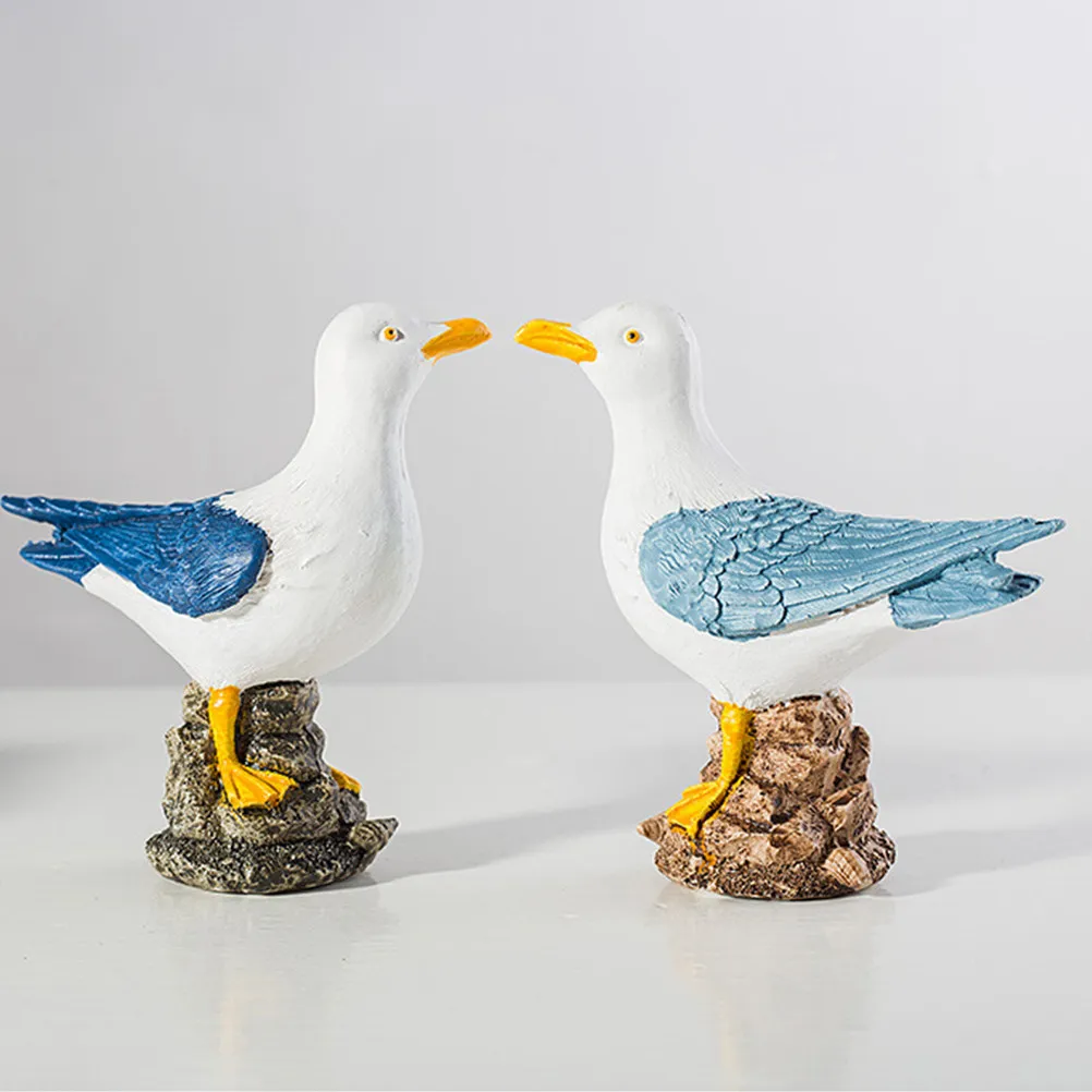Lifelike Seagull Resin Ornament Decor for Garden Desktop Plants Tree Indoor Outdoor Display Home Party Decoration Resin Craft
