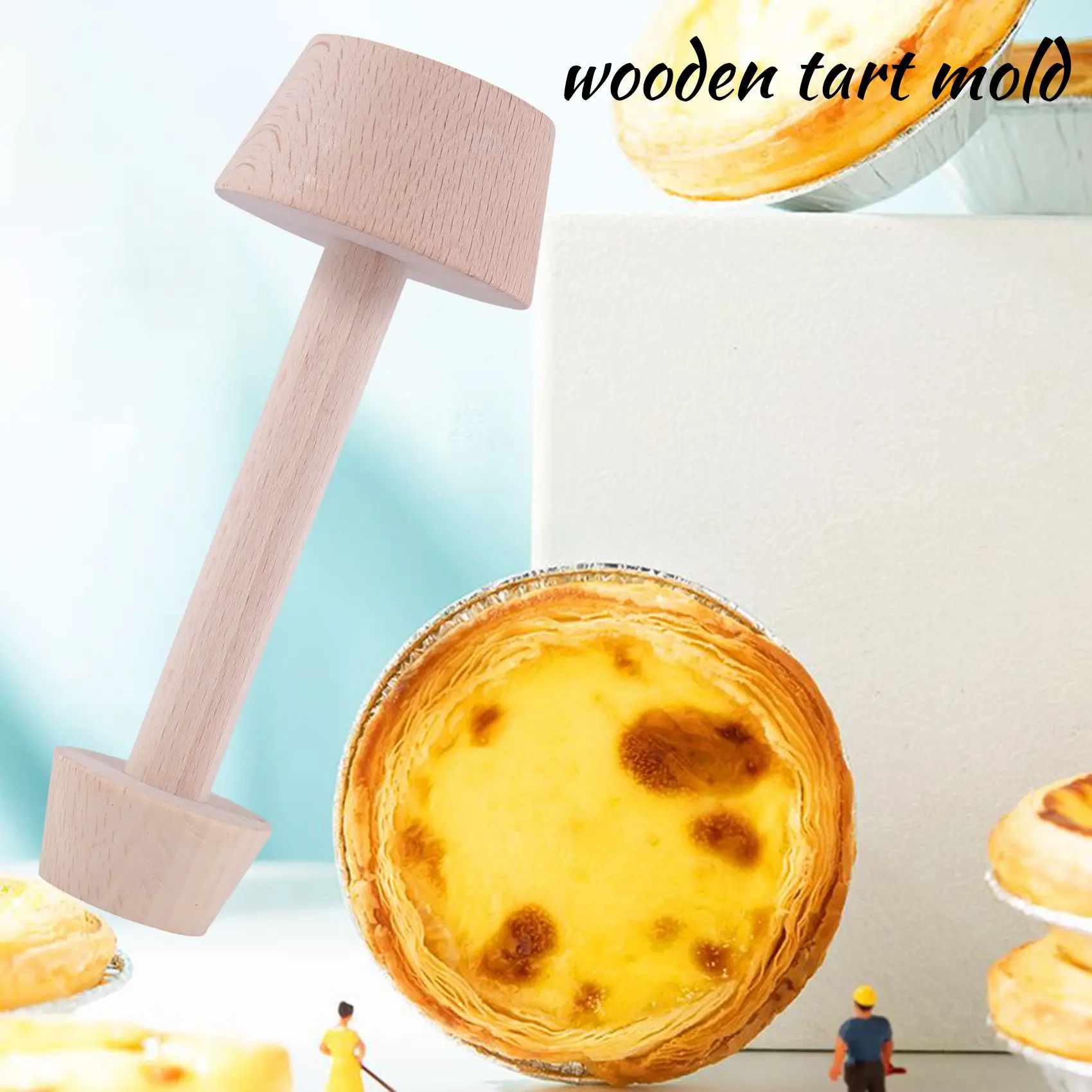 2 Pieces Wooden Tart Tamper Set Tart Pan Wooden Molds Egg Tarts Tamper Pastry Tools Tart Tamper DIY Cake Pastry Tools Limited Ti