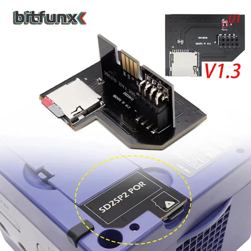 Imagen 1 del producto BitFunx-Adaptador de tarjeta MicroSD TF SD2SP2 POR para Nintendo Gamecube NGC NTSC puerto serie 2- superficie dorada HQ ENIG