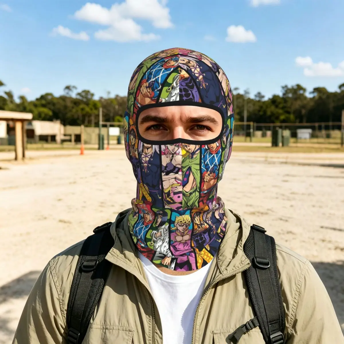 Jojo's Bizarre Adventure Logo Japan Anime Manga Breathable Balaclava Full Face Mask Sun Protection Neck Gaiter For Motorcycle
