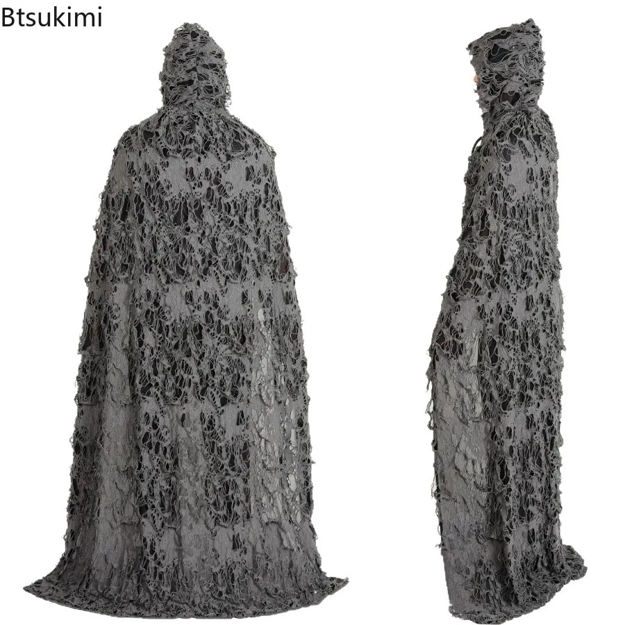 

Halloween Cosplay Costume Vintage Dilapidated Hooded Cloak Carnival Party Fancy Dress Up Stage Performance Role Play Witch Cloak